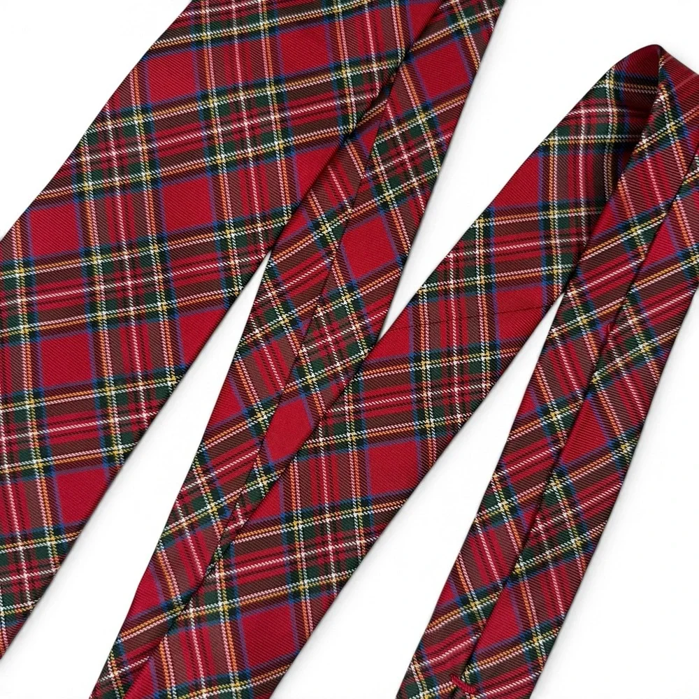 Tommy Hilfiger 100% Silk Mens Tie Red Plaid 3